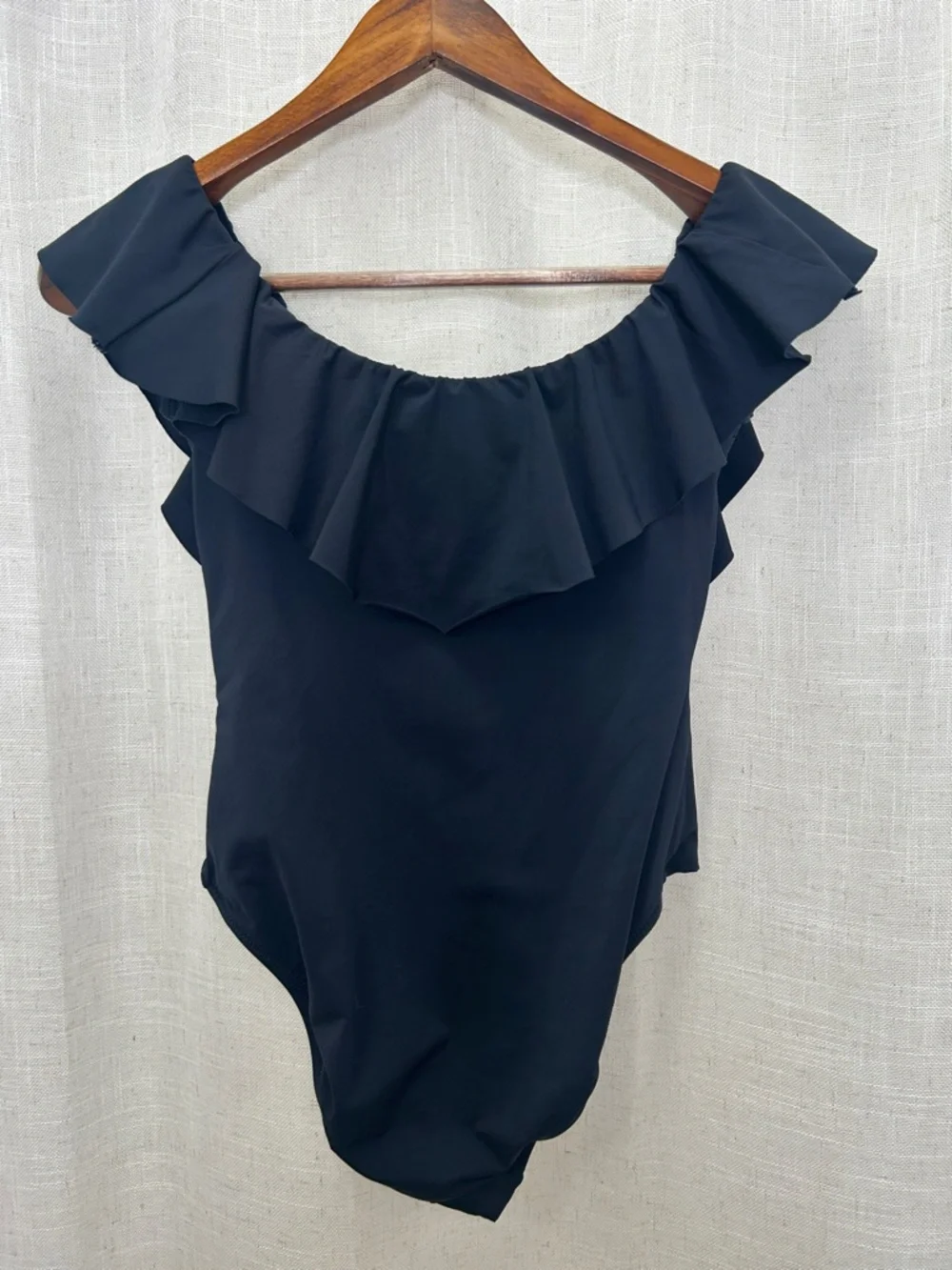 Trina Turk Black Ruffle One-Piece Bodysuit Size 6 Excellent Condition